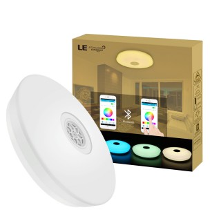24W LED Music Ceiling Lights with Bluetooth Speaker, RGBW, 3000K-6000K Color Temperature, Smartphone