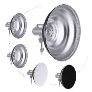 70cm/ 27.6 Inch Waved Beauty Dish Reflector with Honeycomb Soft Cloth Two Mini Reflectors Photograph