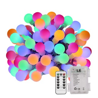 Battery Powered 19.68ft 60 LEDs RGBY LED Globe String Lights with 8 Modes Lighting