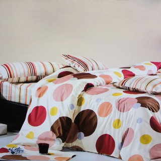 Blancho Bedding - [Colorful Bubbles] 100% Cotton 4PC Comforter Cover/Duvet Cover Combo (Queen Size)