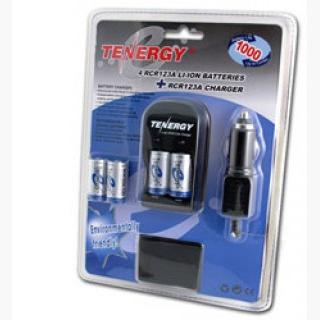 Card: Tenergy 4 Pcs RCR123A 3.0V 900mAh Rechargeable Li-Ion Protected Batteries w/ Smart Charger