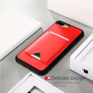 DUX DUCIS Double PU + TPU Durable Back Cover Case for iPhone 8/7 Plus - Red
