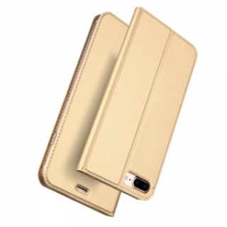 DUX DUICS Magnetic Flip Card Slot Bracket PU Leather Case for iPhone 8 Plus/7 Plus - Gold
