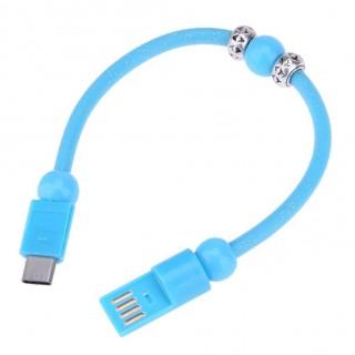 Dots Printed Bead Type-C Bracelets Charging Cable for Android(Blue)