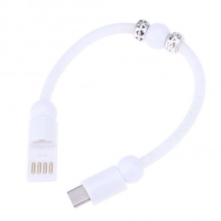 Dots Printed Bead Type-C Bracelets Charging Cable for Android(White)