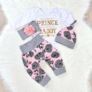 Floral Letter Print Trendy Baby Girl Clothes