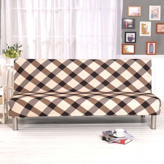 Fold Sofa Cover Elastic Plaid Couch Sofa Bed Cover without Armrest(S)