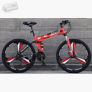 Folding mountain bike black&red; color Jiangwo foldable MTB mountain bicycle