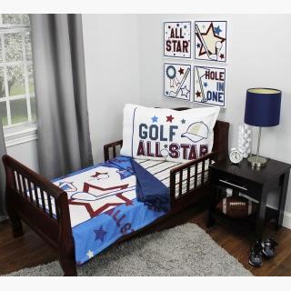 Golf Toddler Bedding Set - 3pc All Star Sports Blanket and Fitted Sheet