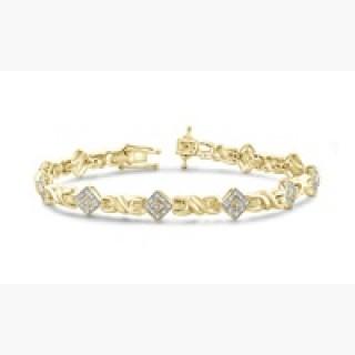 Jewelonfire Accent White Diamond Bracelet in 14K Gold Plated Brass