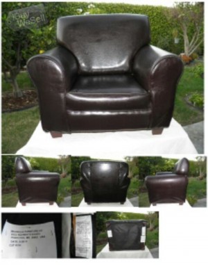 Kids Dark chocolate roll-arm learherette Easy Chair