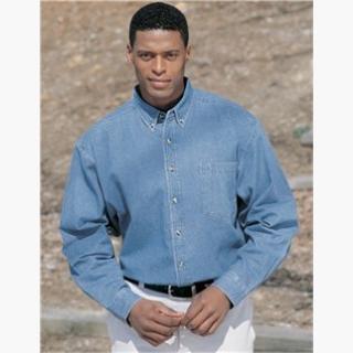 Men's Tall Sizes 100% Heavyweight Cotton Denim Long Sleeve Shirt