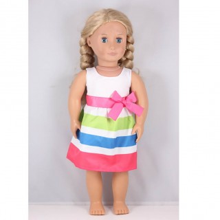New Stripe Bowknot 18 Inch Girl Doll Clothes Wear for 43cm Baby Born (Only Sell Clothes)