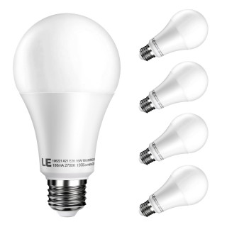 Pack of 4 Units, 15W A21 E26 LED Lamp, Warm White, 1500lm GLS lamp, 2700K LED Light Bulb