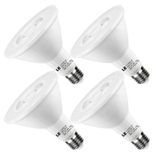 Pack of 4 Units, PAR38 15W Dimmable E26 LED Bulb, 1150lm, Warm White, 3000K, Spotlights, Recessed Li
