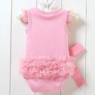 Pink Layered Ruffle Crystals Baby Clothes Onesies
