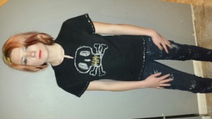 Revamped Silver Skull Safety Pin Shirt - Size Small