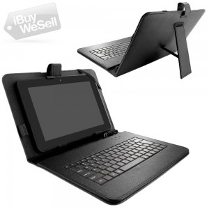 Skque Universal Leather Case Cover Stand with Micro Cable Keyboard for 10 Inch Tablets+Micro USB OTG
