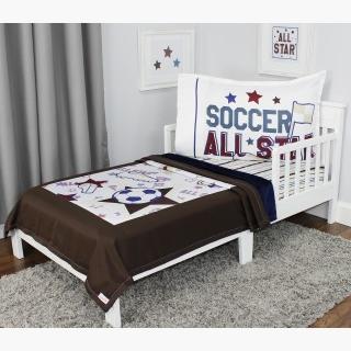 Soccer Toddler Bedding Set - 3pc All Star Sports Blanket and Fitted Sheet