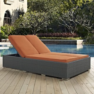 Sojourn Outdoor Patio Sunbrella?? Double Chaise in Chocolate Tuscan