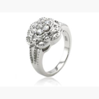 Sterling Silver Cubic Zirconia Floral Ring