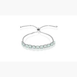 Sterling Silver Simulated White Opal 6x4mm Oval-cut Adjustable Tennis Bracelet