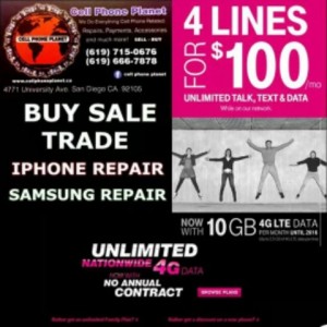 T-MOBILE 4 LINES FOR 100$ MONTHLY UNLIMITED PLANS FAMILY PLAN