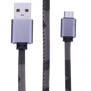 Universal Leather Micro USB Data Sync Charging Cable Cord for Android(Camo)
