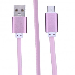 Universal Leather Micro USB Data Sync Charging Cable for Android(Pink)
