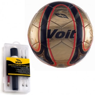 Voit Size 5 Fenix Soccer Ball, Ultimate Inflating Kit-Gold, Black, Red