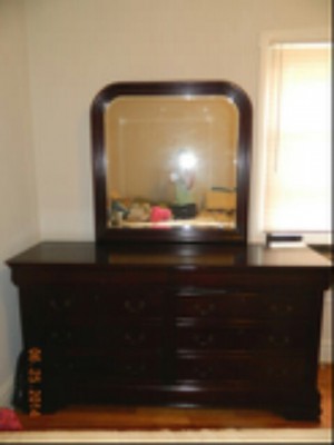 Wooden dresser and mirror