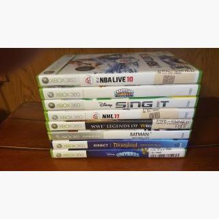 Xbox 360 8 game lot-Disney, WWE, NBA Live, NHL, Batman, Disney Universe