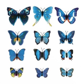 12pcs 3D Butterfly Wall Stickers Fridge Magnet Home Decoration Blue