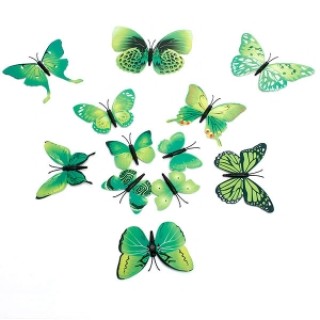 12pcs 3D Butterfly Wall Stickers Fridge Magnet Home Decoration Green