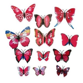 12pcs 3D Butterfly Wall Stickers Fridge Magnet Home Decoration Plum