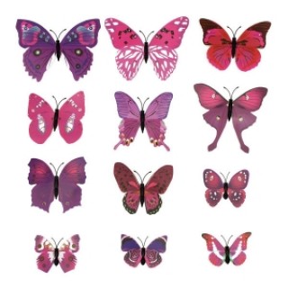12pcs 3D Butterfly Wall Stickers Fridge Magnet Home Decoration Purple