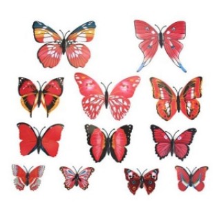 12pcs 3D Butterfly Wall Stickers Fridge Magnet Home Decoration Red