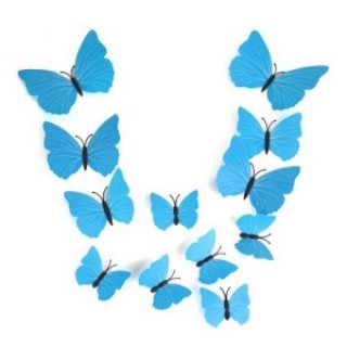 12pcs 3D Butterfly Wall Stickers Fridge Magnet Home Decoration Sky Blue