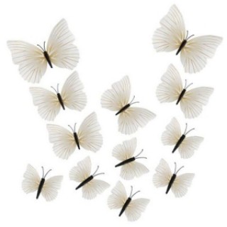 12pcs 3D Butterfly Wall Stickers Fridge Magnet Home Decoration White
