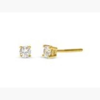 14k Yellow Gold Round SI2-I1 Diamond Earrings, 1/4 ctw