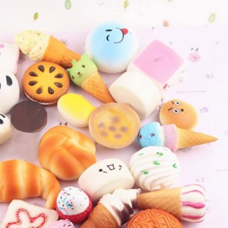 15 PCS Mini Soft Extrusion Bread Toys Keyring Rising Decompression Squeeze Toys Children Gift
