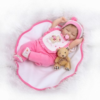 16inch Silicon Reborn Toddler Doll Sleeping Baby Doll Girl Eyes Close With Hair Clothes Boneca Lifel