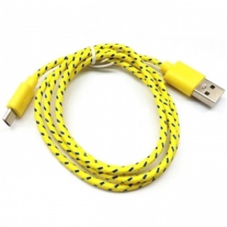 1M Braided Rope Nylon Micro USB Data Sync Cable Android V8 Yellow