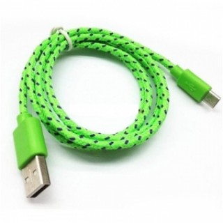 1M Micro USB Data Fast Charger Cable Android V8 Nylon Braided Green
