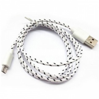 1M Universal Micro Nylon Braided USB Chargerr Data Cable Android V8 White