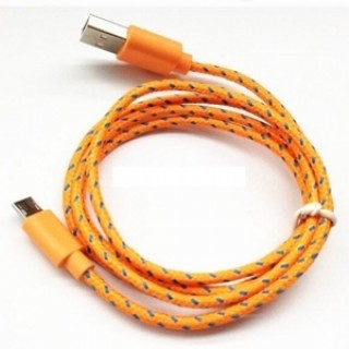 1M Universal Micro USB Data Charger Cable Nylon Braided Android V8 Orange