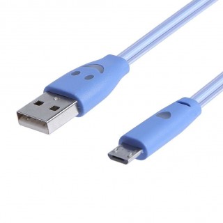 1m LED Light Micro V8 USB Data Charger Cable Wire for Android Phone(Blue)