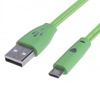 1m LED Light Micro V8 USB Data Charger Cable Wire for Android Phone(Green)