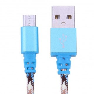 1m/3.28ft Camouflage Micro USB Android Data Sync Charging Cable Cord (Blue)