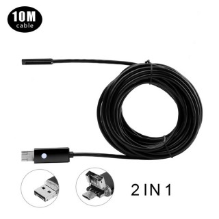 2 In 1 5.5mm 6-LED Android amp PC Endoscope - Black 